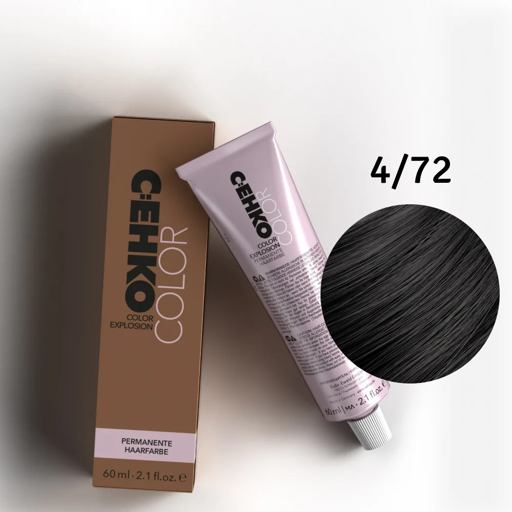 C:EHKO Vopsea cremă COLOR EXPLOSION BROWN 4/72 — Șaten mediu maro-cenușiu - Imagine 1