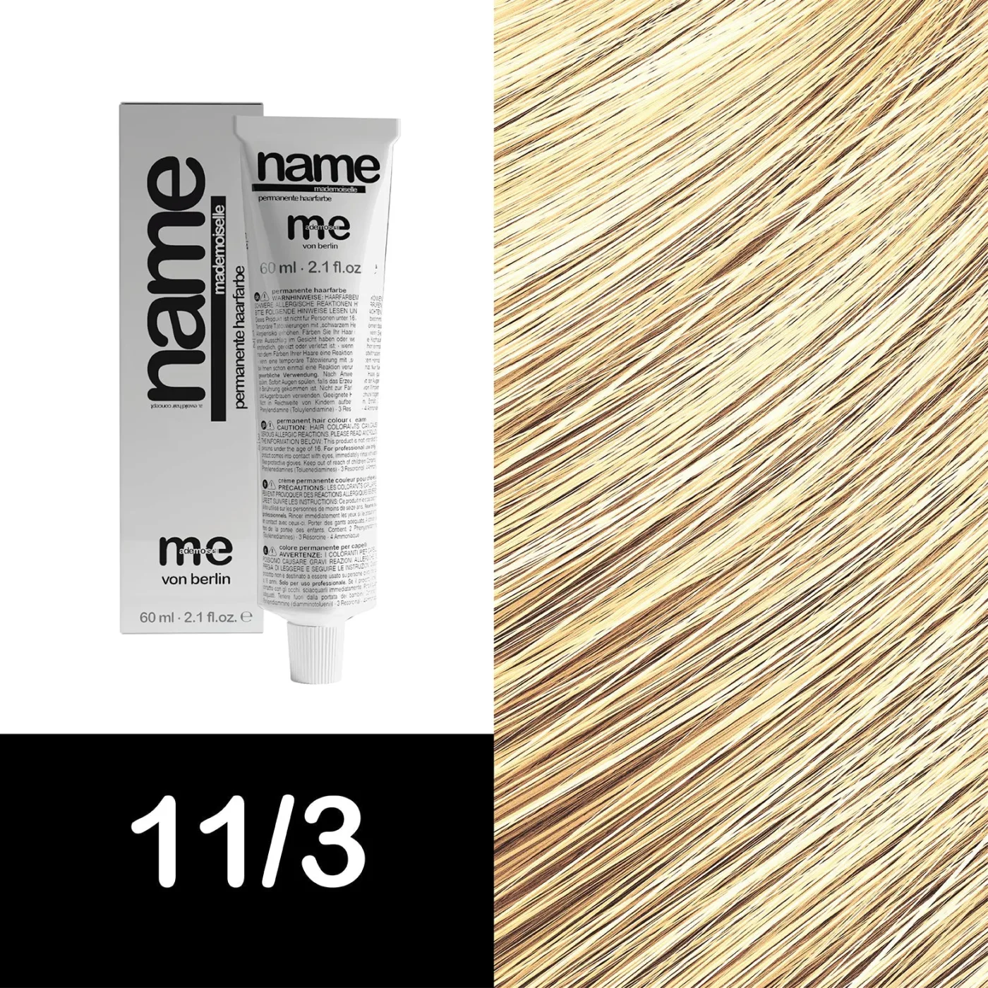 MEMADEMOISELLE Vopsea cremă permanentă NAME SPECIAL BLOND — blonduri speciale — 11/3 — Blond extra luminos / auriu - Imagine 1