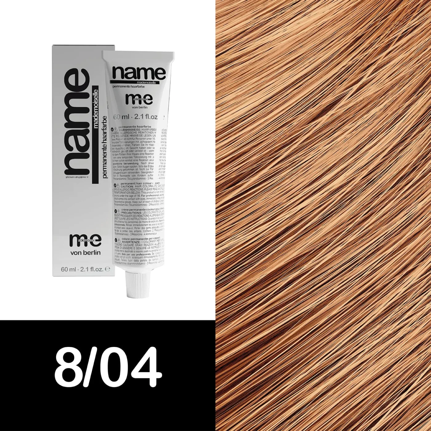 MEMADEMOISELLE Vopsea cremă permanentă NAME NATURAL — nuanțe naturale — 8/04 — Blond deschis / natural, roșu - Imagine 1