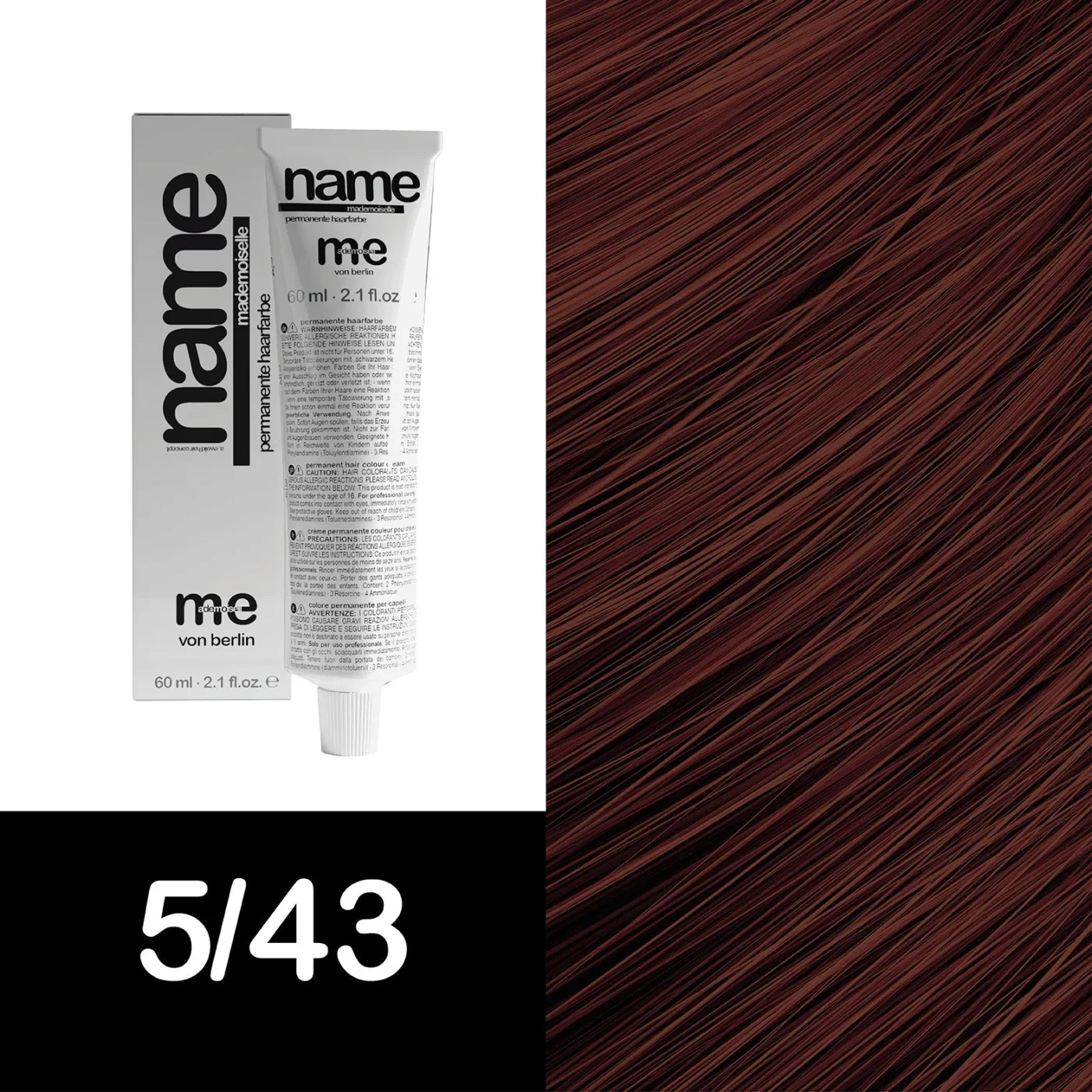 MEMADEMOISELLE Стойкая крем-краска NAME FASHION SHADES — модные оттенки — 5/43 — Светлый шатен / красный, золотистый - Изображение 1