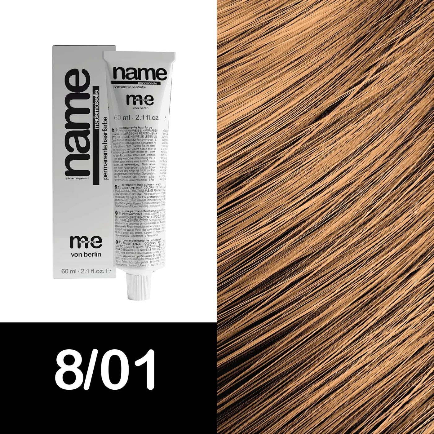 MEMADEMOISELLE Vopsea cremă permanentă NAME NATURAL — nuanțe naturale — 8/01 — Blond deschis / natural, cenușiu - Imagine 1