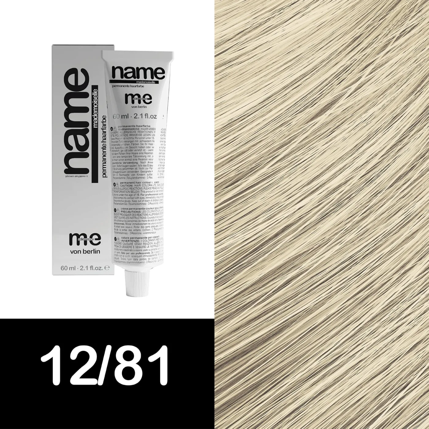 MEMADEMOISELLE Vopsea cremă permanentă NAME SPECIAL BLOND — blonduri speciale — 12/81 — Blond ultra luminos / perlat, cenușiu - Imagine 1