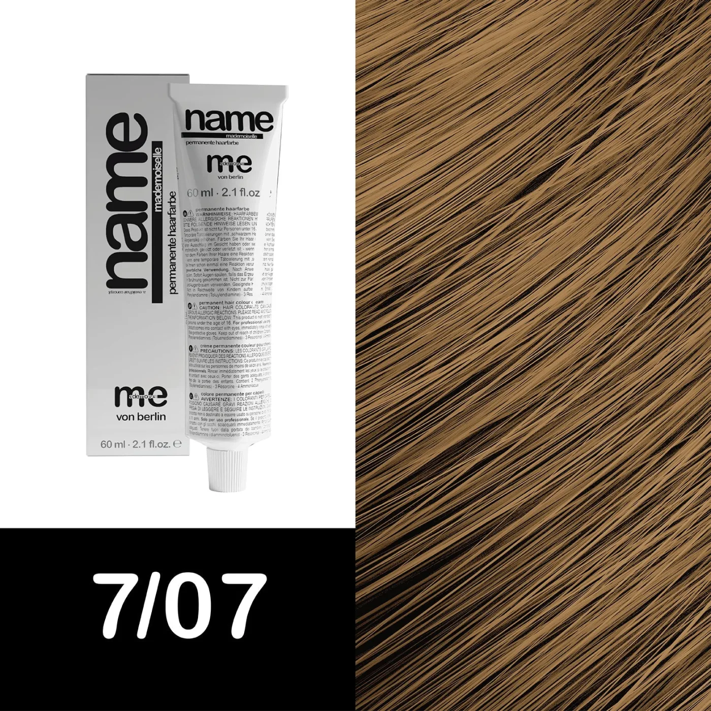 MEMADEMOISELLE Vopsea cremă permanentă NAME NATURAL — nuanțe naturale — 7/07 — Blond mediu / natural, maro - Imagine 1