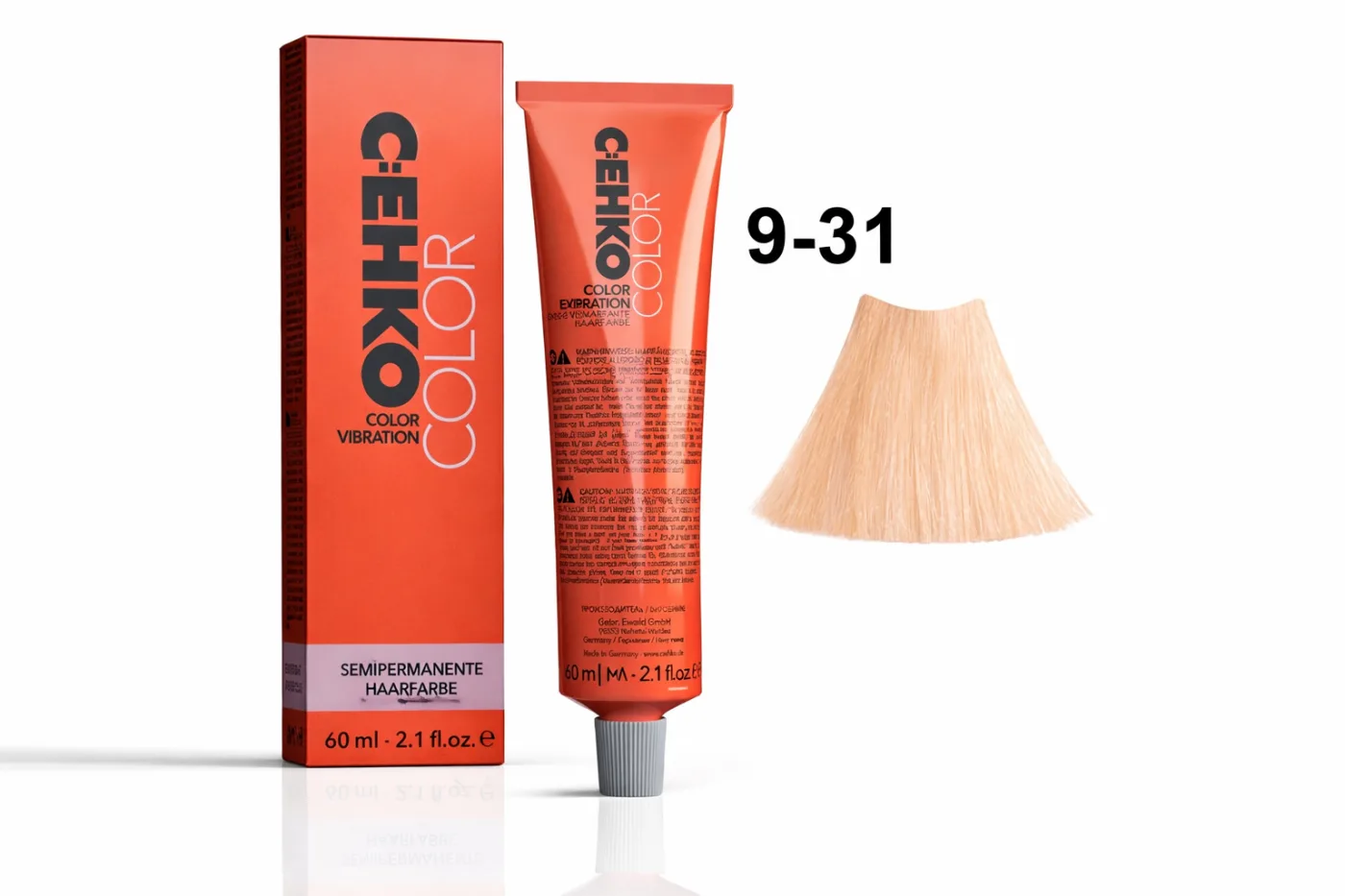C:EHKO Vopsea cremă demipermanentă COLOR VIBRATION 9/31 — Blond foarte deschis auriu-perlat - Imagine 1