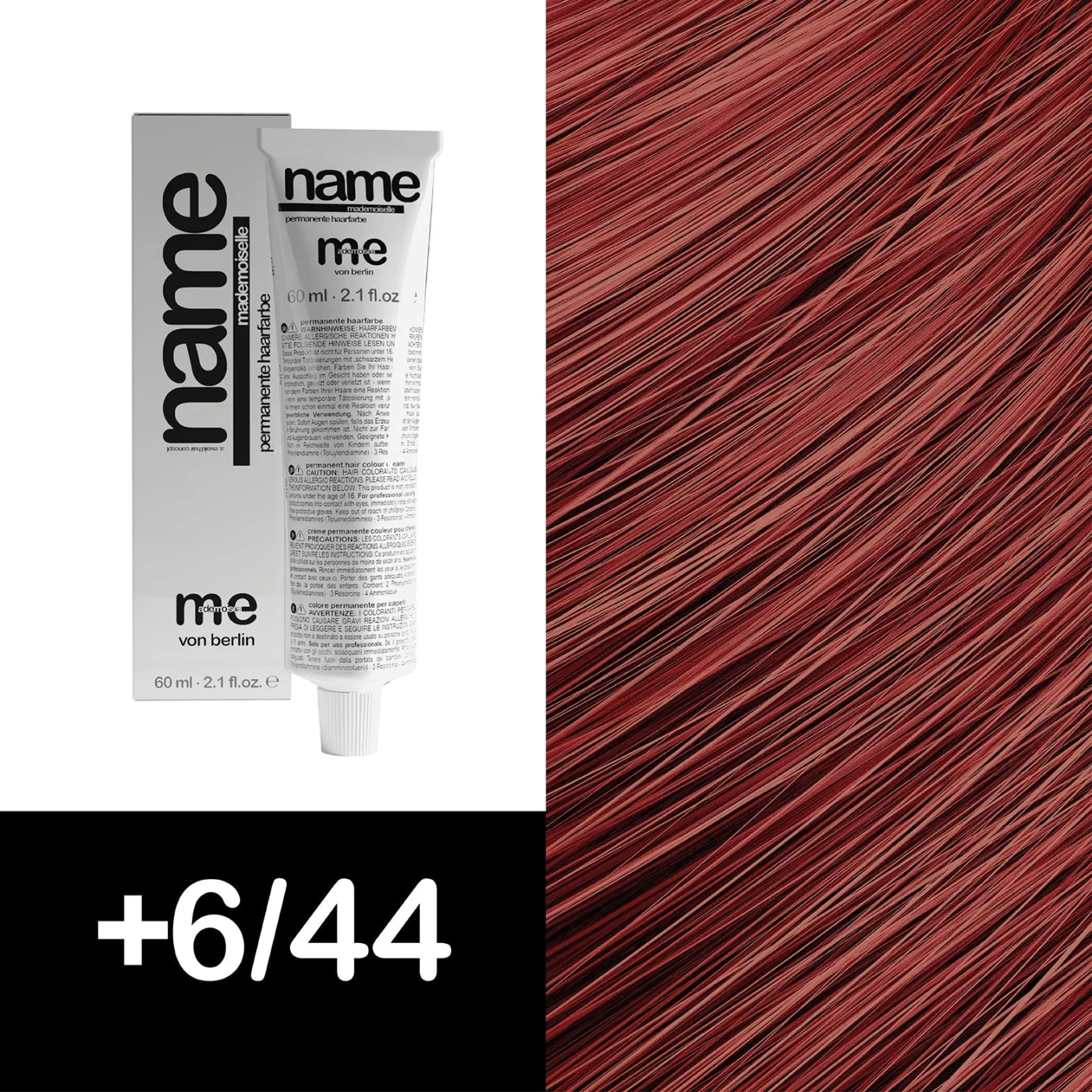 MEMADEMOISELLE Стойкая крем-краска NAME FASHION SHADES — модные оттенки — +6/44 — Тёмный блонд / красный, интенсивный - Изображение 1