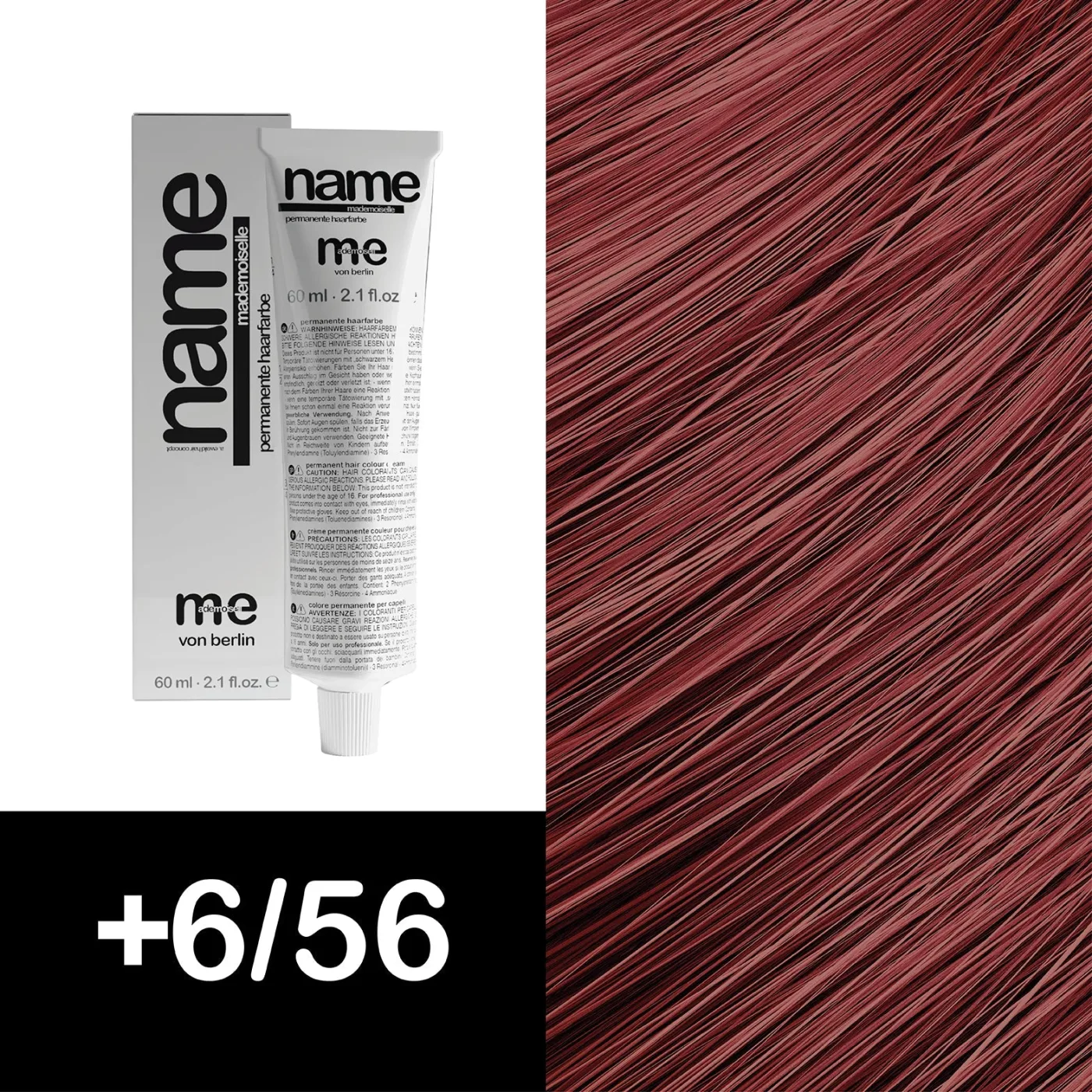MEMADEMOISELLE Vopsea cremă permanentă NAME FASHION SHADES — nuanțe fashion — +6/56 — Blond închis / mahon, violet, intens - Imagine 1
