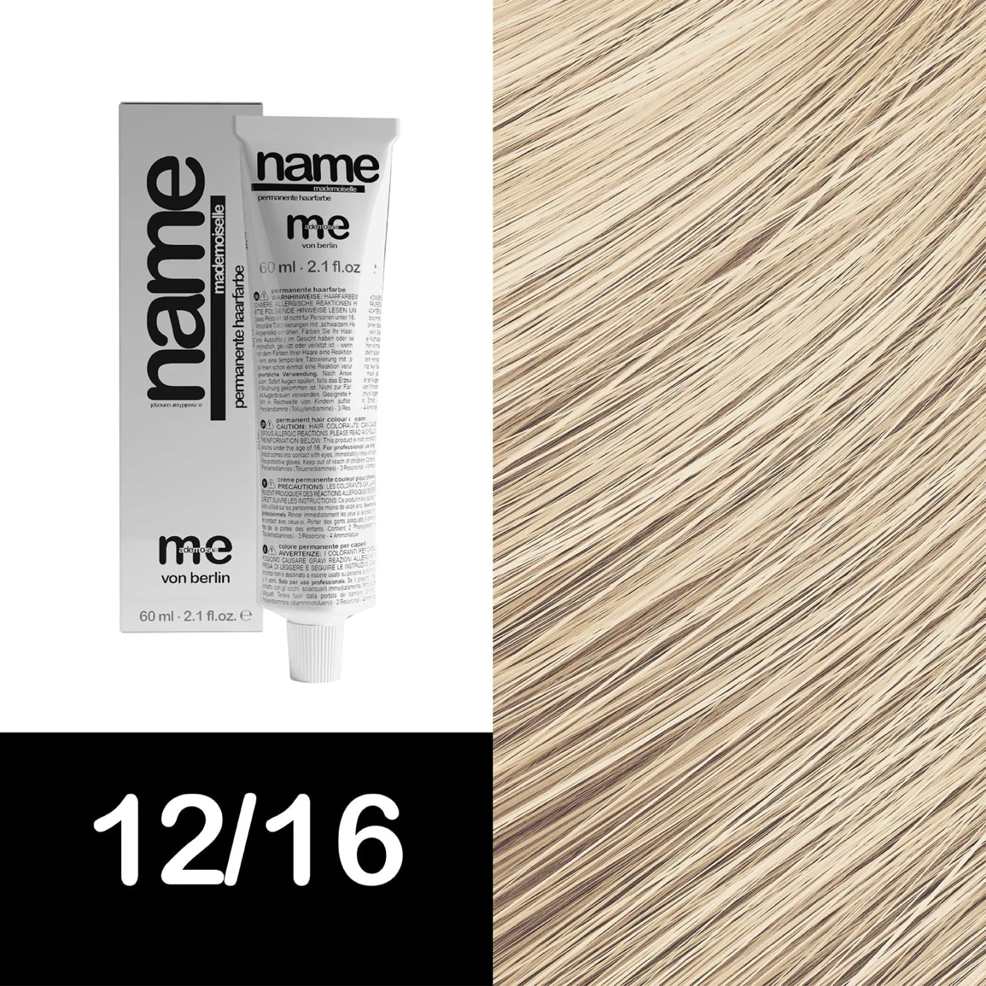 MEMADEMOISELLE Vopsea cremă permanentă NAME SPECIAL BLOND — blonduri speciale — 12/16 — Blond ultra luminos / cenușiu, violet - Imagine 1