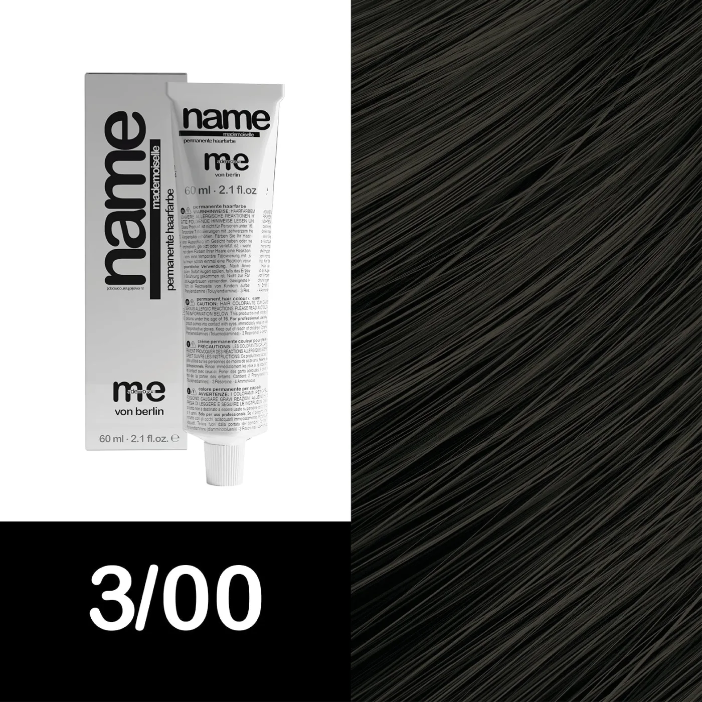 MEMADEMOISELLE Vopsea cremă permanentă NAME NATURAL — nuanțe naturale — 3/00 — Șaten închis - Imagine 1