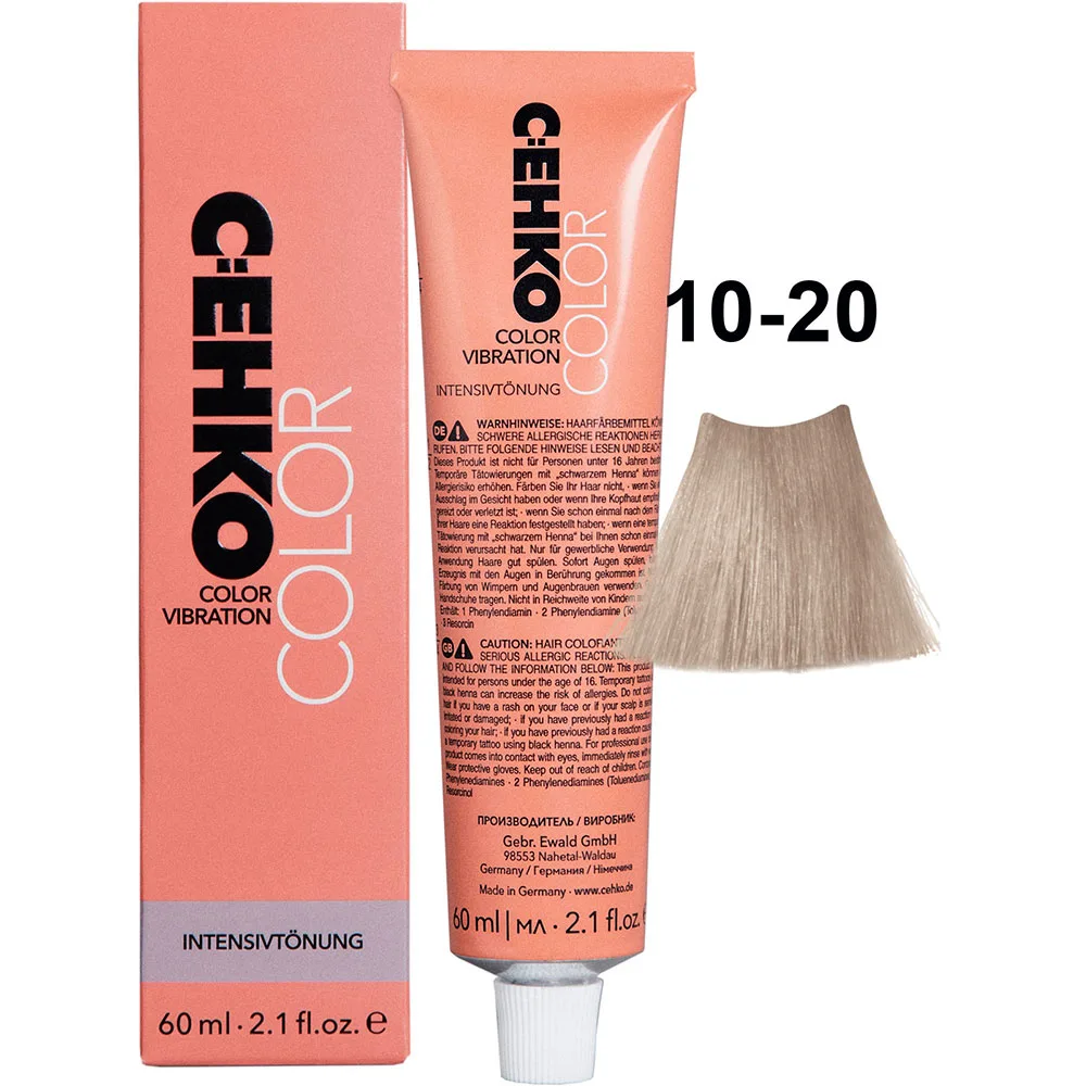 C:EHKO Vopsea cremă demipermanentă COLOR VIBRATION 10/20 — Blond ultra deschis cenușiu - Imagine 1