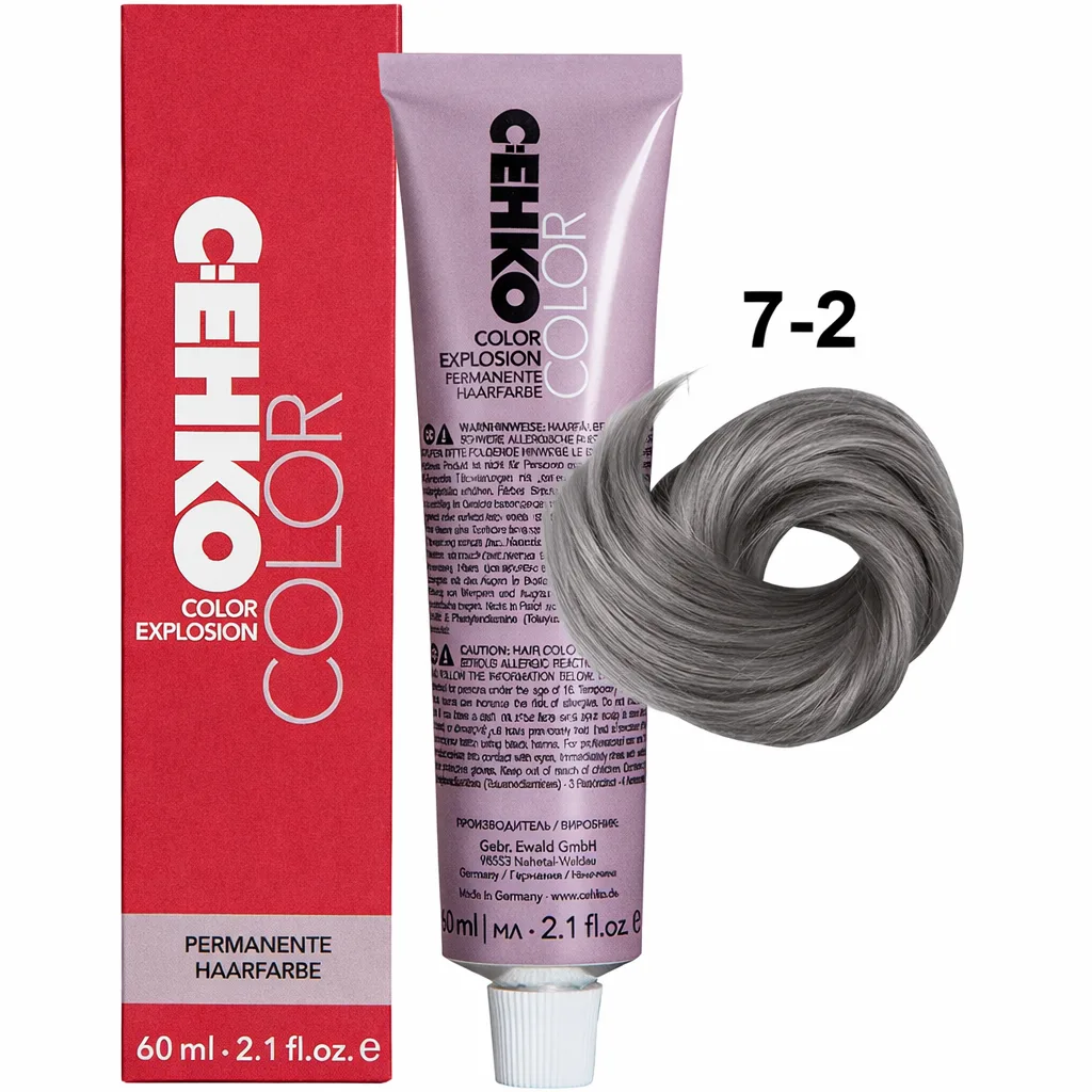 C:EHKO Vopsea cremă COLOR EXPLOSION ASH 7/2 — Blond mediu cenușiu - Imagine 1