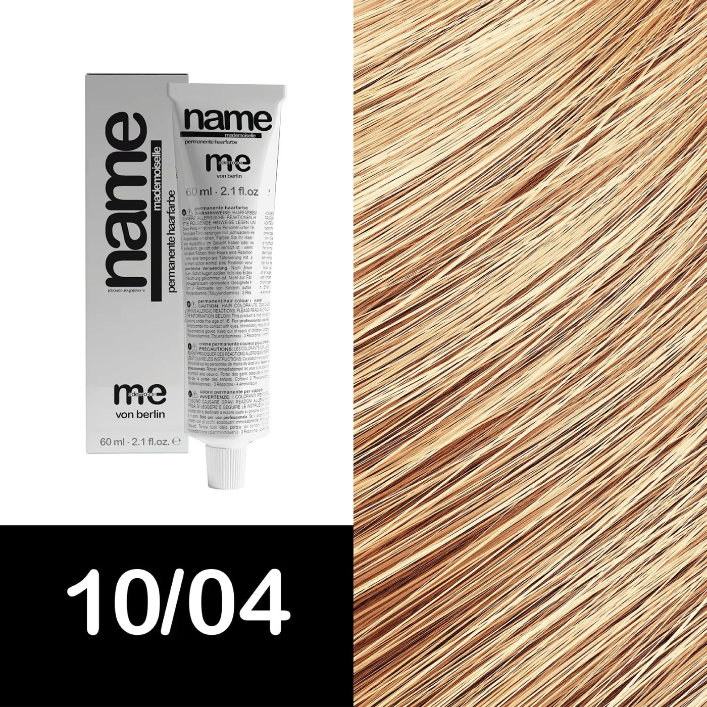 MEMADEMOISELLE Vopsea cremă permanentă NAME NATURAL — nuanțe naturale — 10/04 — Blond extra deschis / natural, roșu - Imagine 1