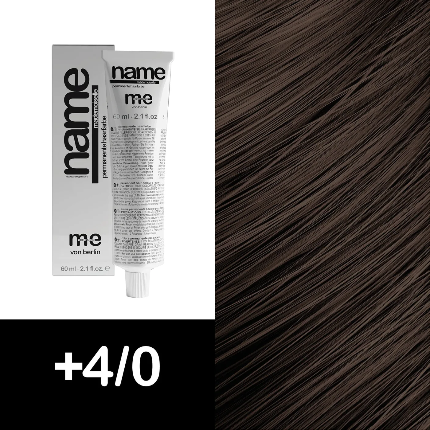 MEMADEMOISELLE Vopsea cremă permanentă NAME NATURAL — nuanțe naturale — +4/0 — Șaten mediu - Imagine 1
