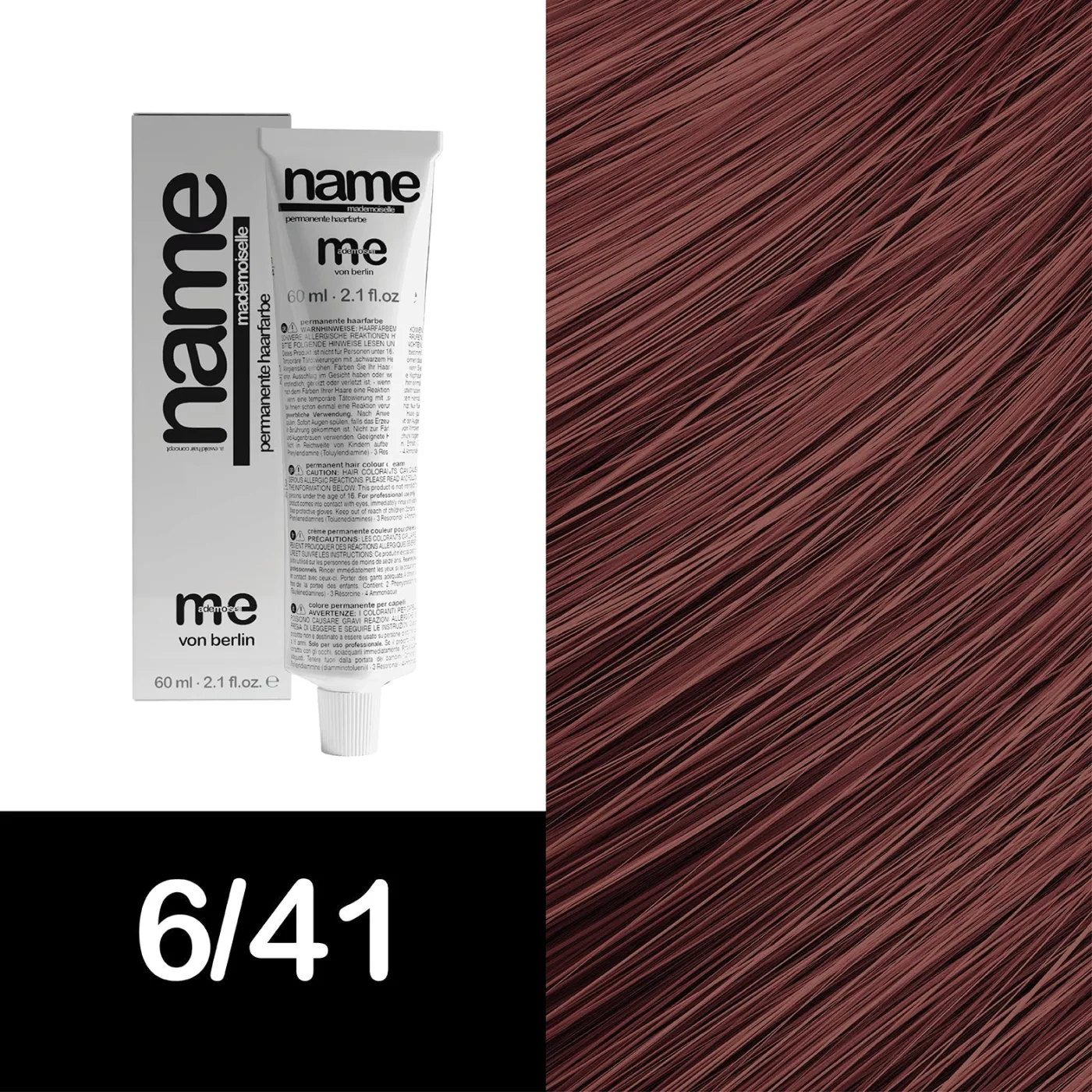 MEMADEMOISELLE Стойкая крем-краска NAME FASHION SHADES — модные оттенки — 6/41 — Тёмный блонд / красный, пепельный - Изображение 1