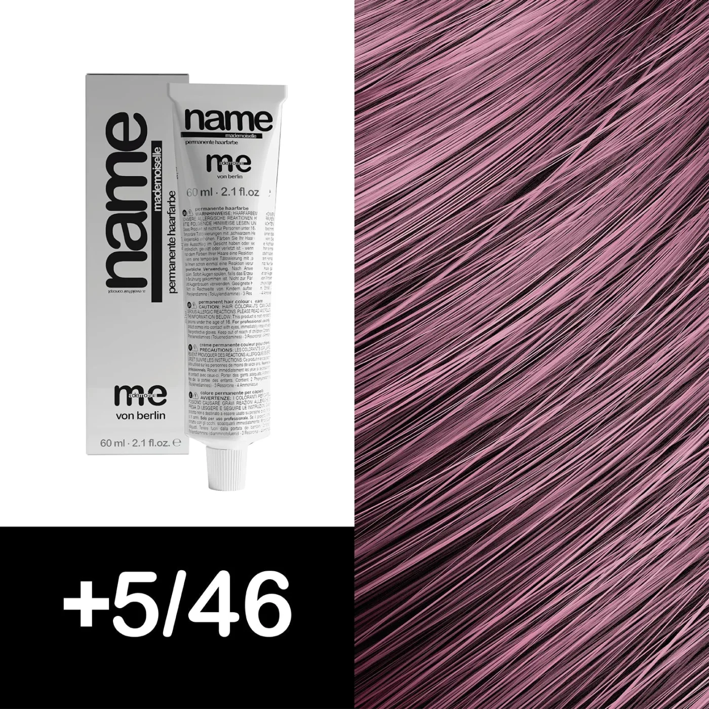 MEMADEMOISELLE Vopsea cremă permanentă NAME FASHION SHADES — nuanțe fashion — +5/46 — Șaten deschis / roșu, violet, intens - Imagine 1