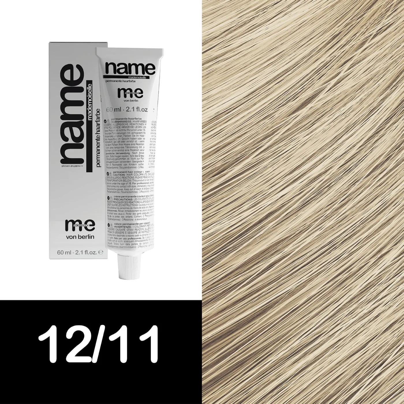 MEMADEMOISELLE Vopsea cremă permanentă NAME SPECIAL BLOND — blonduri speciale — 12/11 — Blond ultra luminos / cenușiu, intens - Imagine 1