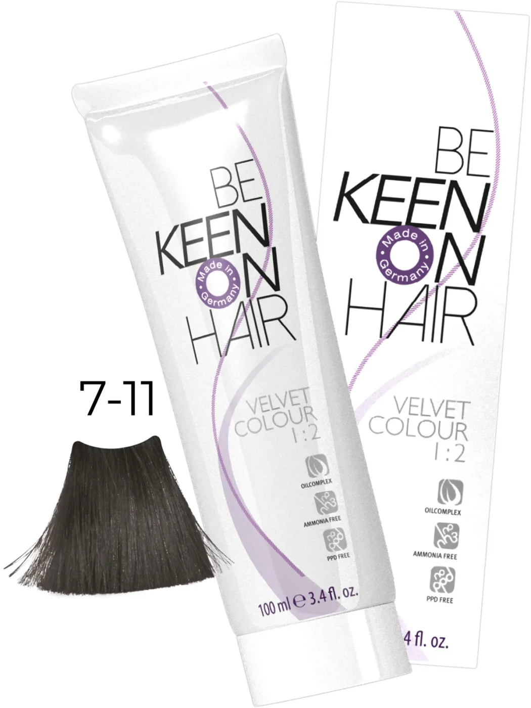 KEEN Vopsea cremă VELVET COLOUR 7.11 — Blond natural cenușiu intens - Imagine 1