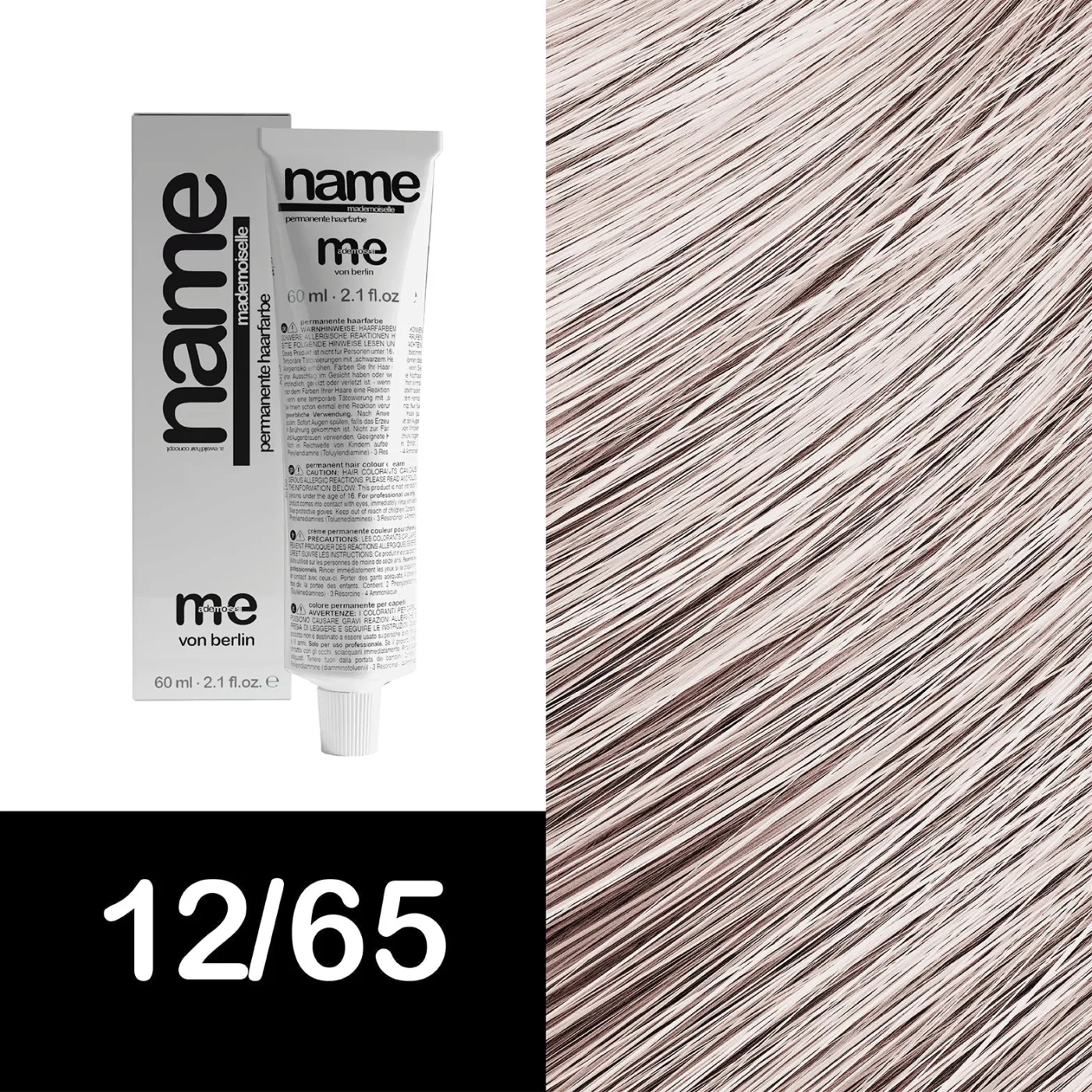 MEMADEMOISELLE Vopsea cremă permanentă NAME SPECIAL BLOND — blonduri speciale — 12/65 — Blond ultra luminos / violet, mahon - Imagine 1