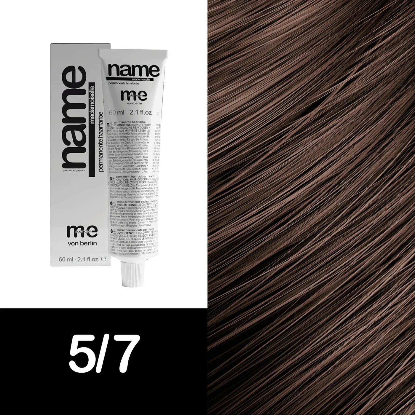 MEMADEMOISELLE Vopsea cremă permanentă NAME BROWN — nuanțe de maro — 5/7 — Șaten deschis / maro - Imagine 1