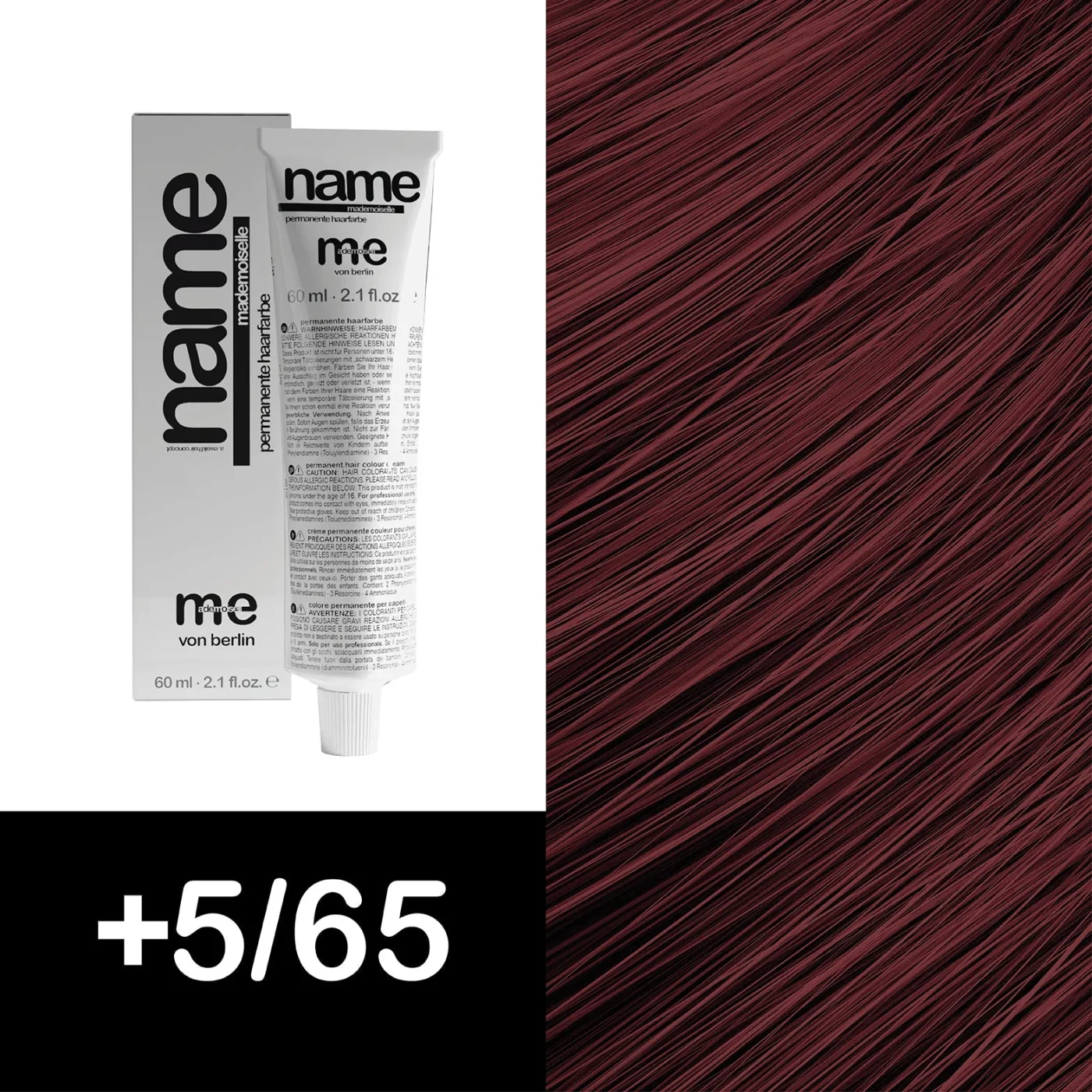 MEMADEMOISELLE Стойкая крем-краска NAME FASHION SHADES — модные оттенки — +5/65 — Светлый шатен / фиолетовый, махагон, интенсивный - Изображение 1