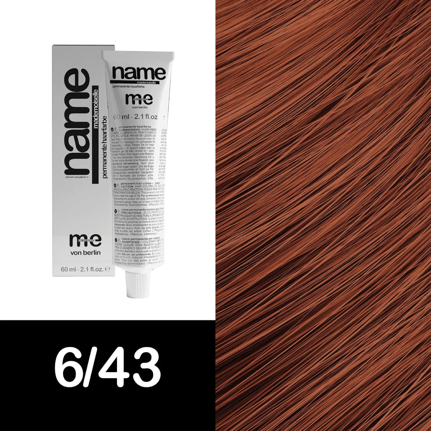 MEMADEMOISELLE Стойкая крем-краска NAME FASHION SHADES — модные оттенки — 6/43 — Тёмный блонд / красный, золотистый - Изображение 1