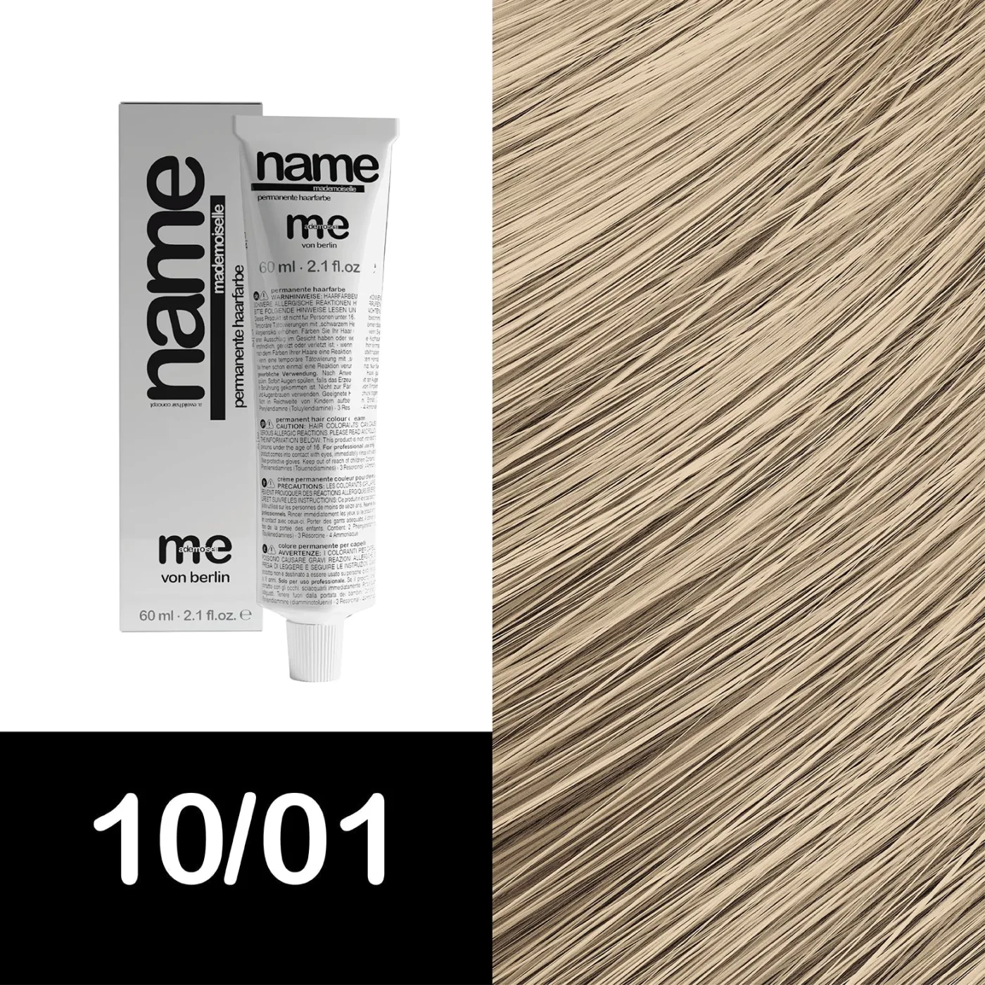 MEMADEMOISELLE Vopsea cremă permanentă NAME NATURAL — nuanțe naturale — 10/01 — Blond extra deschis / natural, cenușiu - Imagine 1