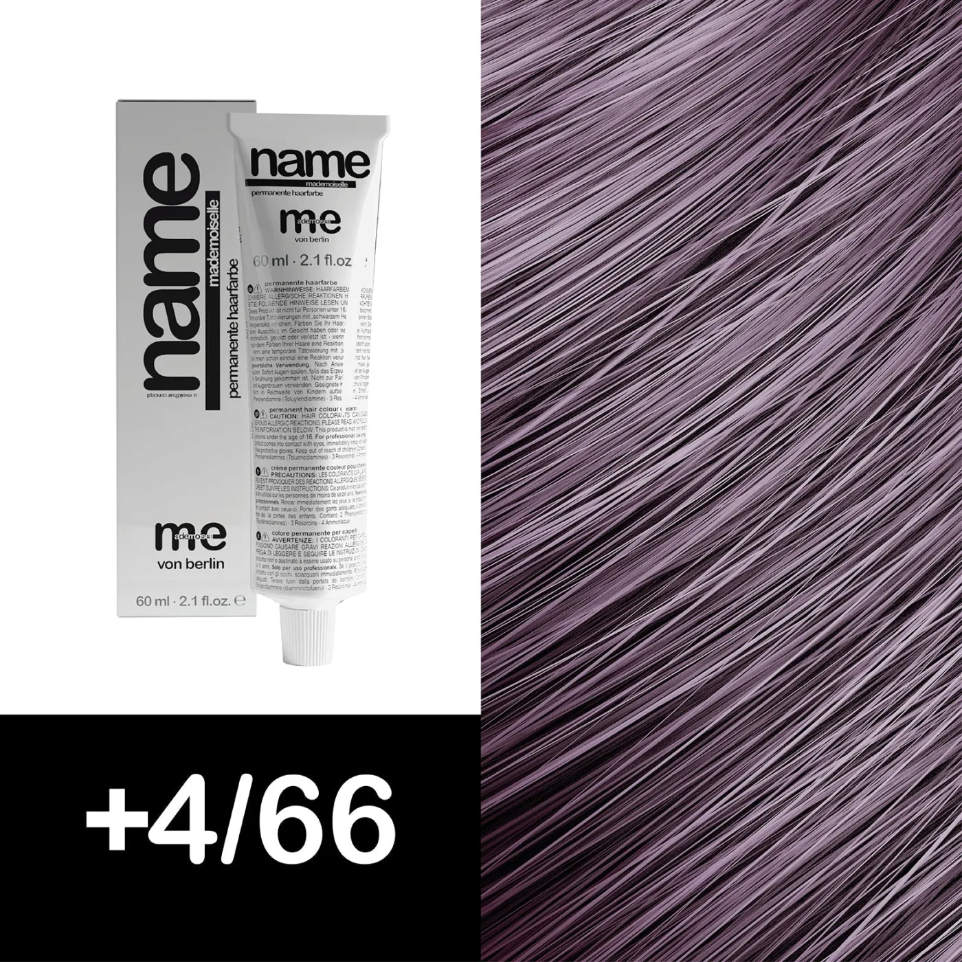 MEMADEMOISELLE Стойкая крем-краска NAME VIOLET — фиолетовые оттенки — +4/66 — Средний шатен / фиолетовый, интенсивный - Изображение 1