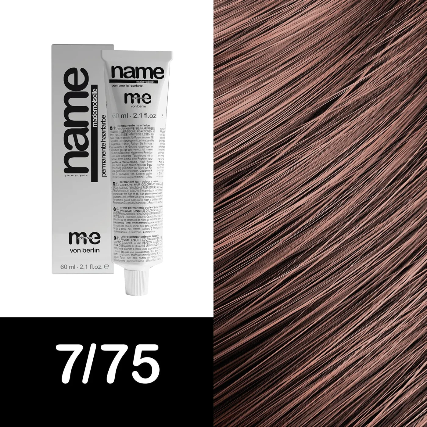 MEMADEMOISELLE Vopsea cremă permanentă NAME BROWN — nuanțe de maro — 7/75 — Blond mediu / maro, mahon - Imagine 1