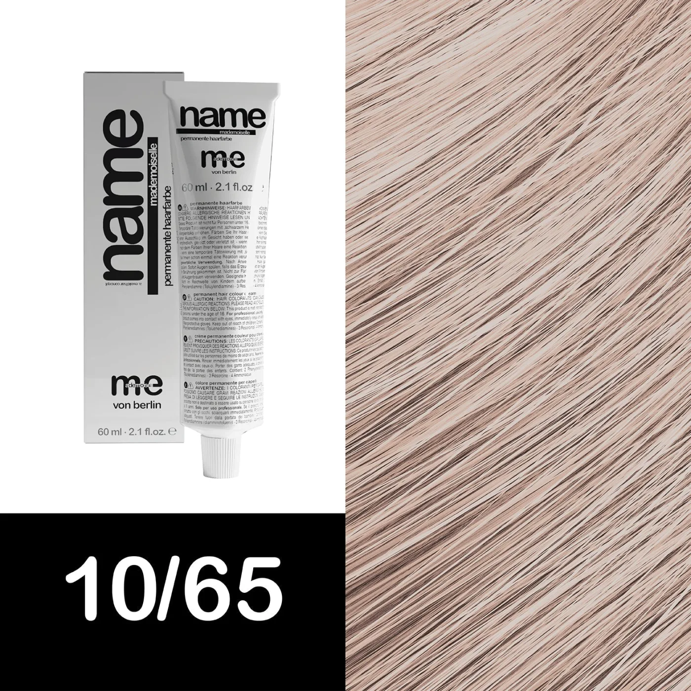 MEMADEMOISELLE Vopsea cremă permanentă NAME VIOLET — nuanțe violet — 10/65 — Blond extra deschis / violet, mahon - Imagine 1
