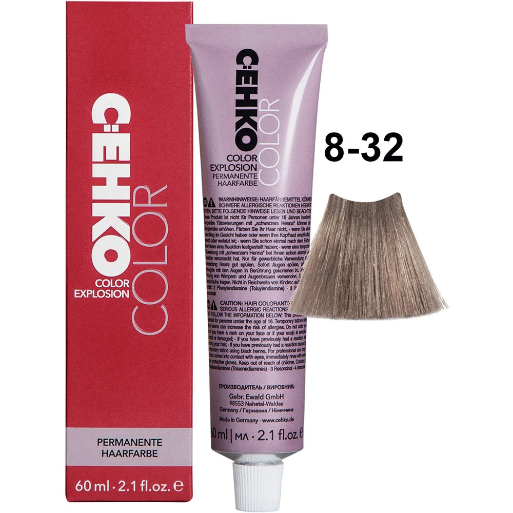 C:EHKO Vopsea cremă COLOR EXPLOSION GOLD 8/32 — Blond deschis auriu-cenușiu - Imagine 1