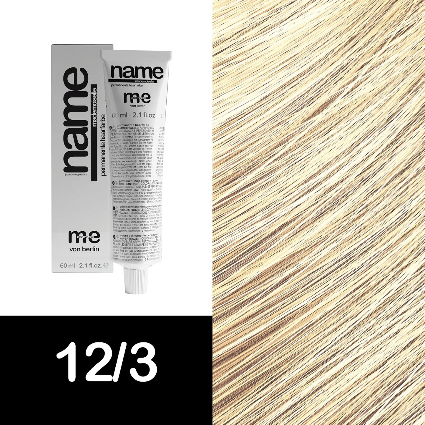 MEMADEMOISELLE Vopsea cremă permanentă NAME SPECIAL BLOND — blonduri speciale — 12/3 — Blond ultra luminos / auriu - Imagine 1