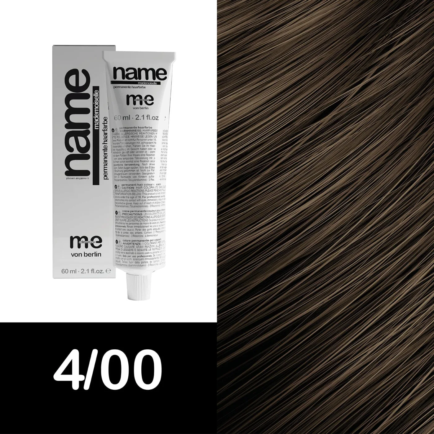 MEMADEMOISELLE Vopsea cremă permanentă NAME NATURAL — nuanțe naturale — 4/00 — Șaten mediu - Imagine 1