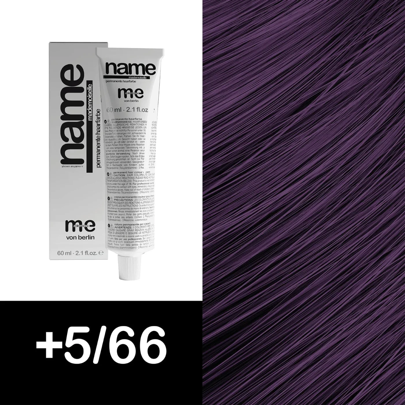 MEMADEMOISELLE Vopsea cremă permanentă NAME VIOLET — nuanțe violet — +5/66 — Șaten deschis / violet, intens - Imagine 1