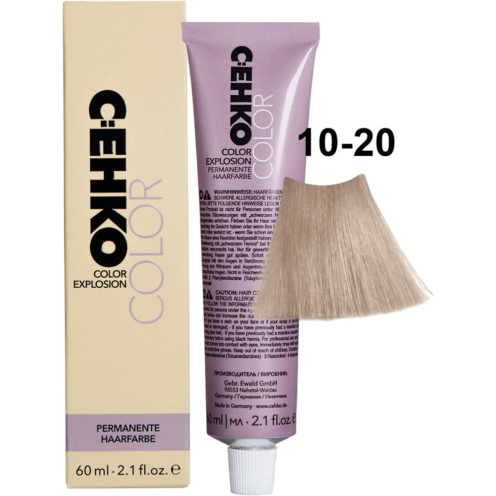 C:EHKO Vopsea cremă COLOR EXPLOSION ASH 10/20 — Blond ultra deschis cenușiu - Imagine 1
