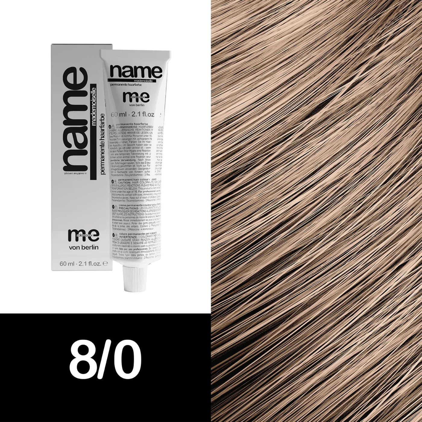 MEMADEMOISELLE Vopsea cremă permanentă NAME NATURAL — nuanțe naturale — 8/0 — Blond deschis - Imagine 1
