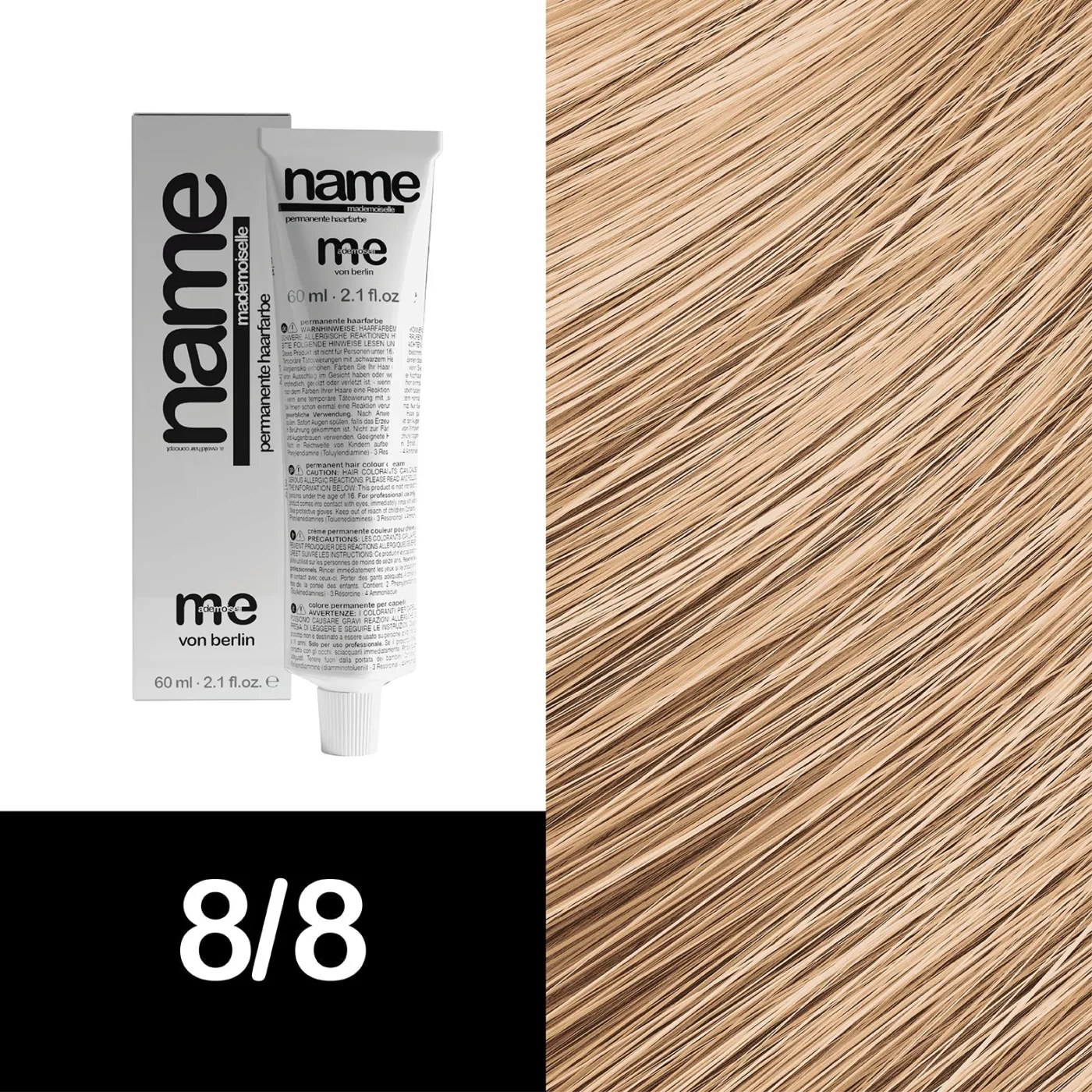 MEMADEMOISELLE Vopsea cremă permanentă NAME PEARL — nuanțe perlate — 8/8 — Blond deschis / perlat - Imagine 1