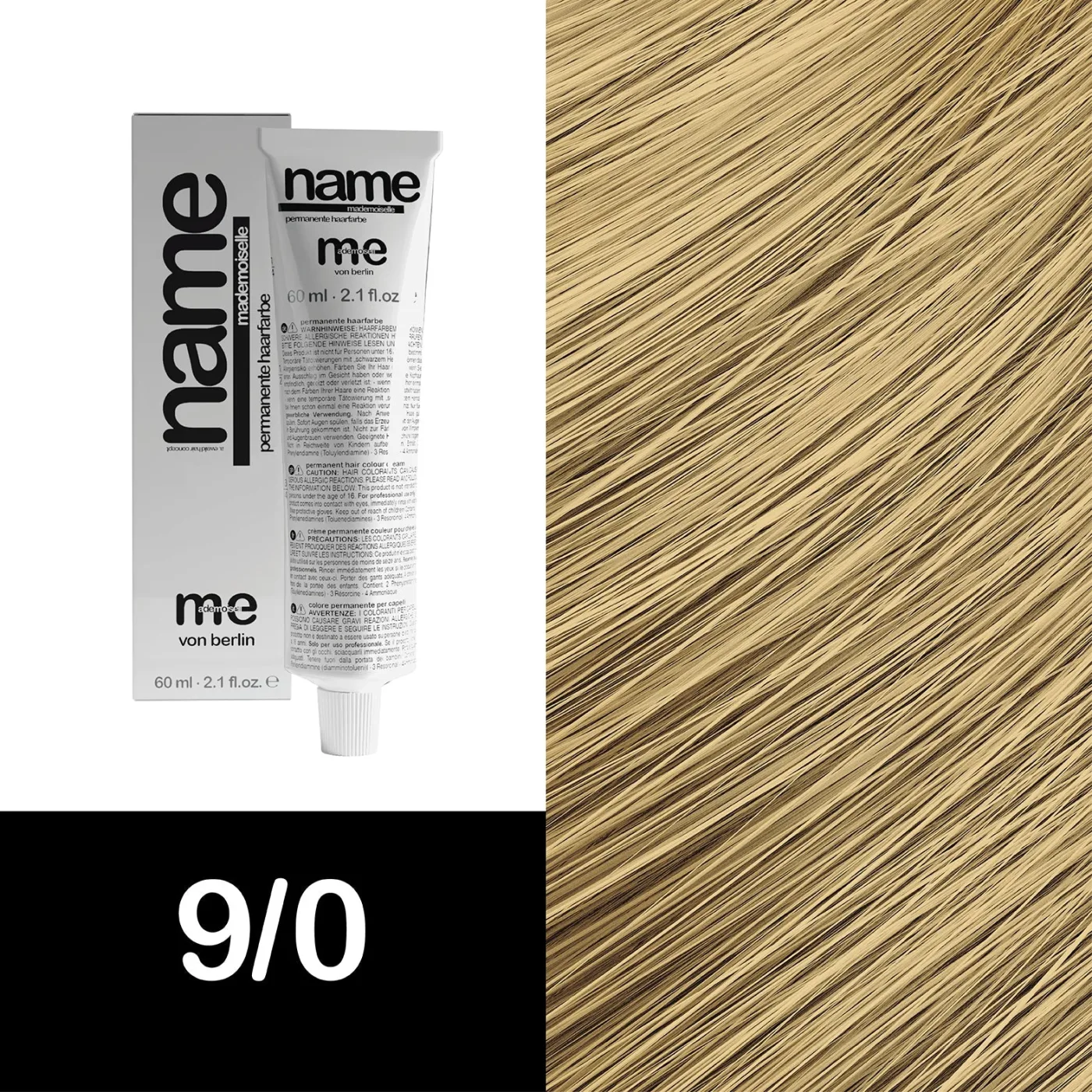 MEMADEMOISELLE Vopsea cremă permanentă NAME NATURAL — nuanțe naturale — 9/0 — Blond foarte deschis - Imagine 1