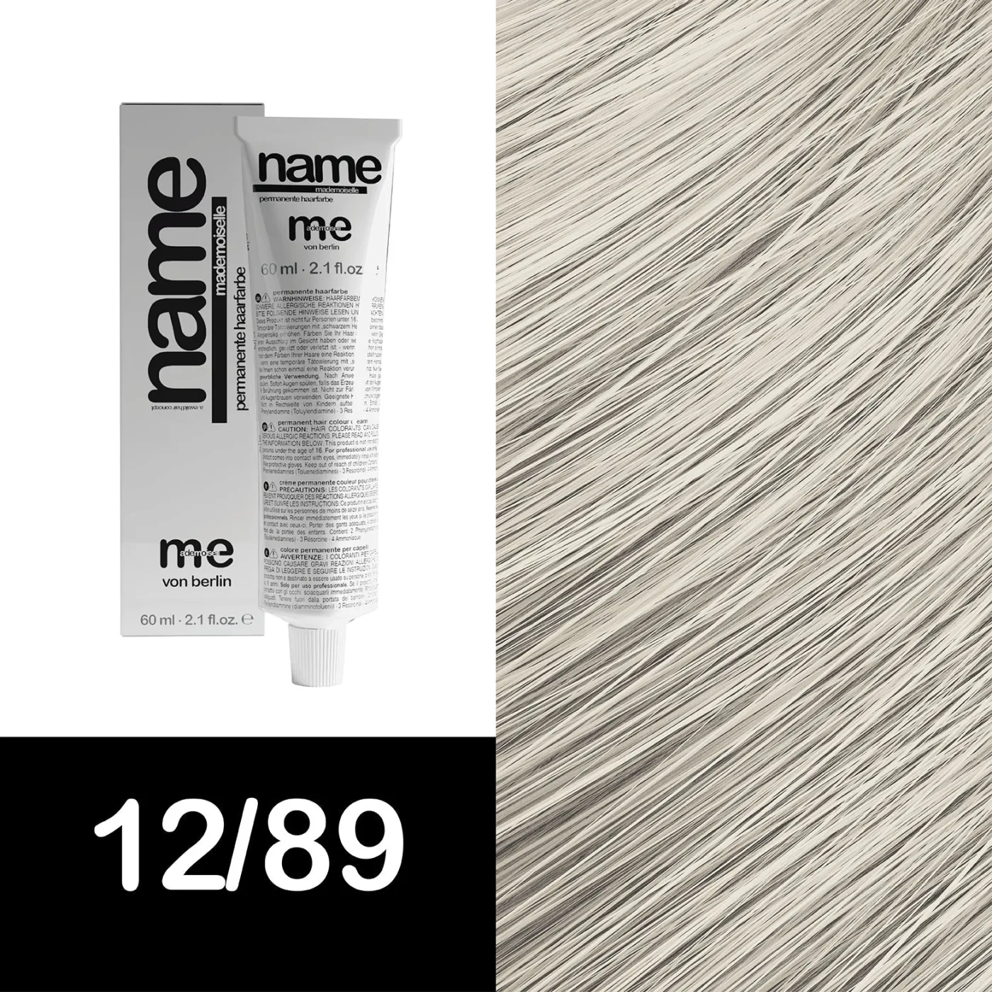 MEMADEMOISELLE Стойкая крем-краска NAME SPECIAL BLOND — специальные блонды — 12/89 — Ультрасветлый блонд / перламутровый, фиолетовый - Изображение 1