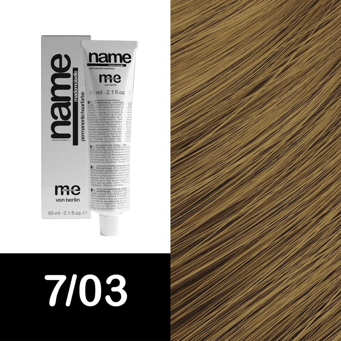 MEMADEMOISELLE Vopsea cremă permanentă NAME NATURAL — nuanțe naturale — 7/03 — Blond mediu / natural, auriu - Imagine 1