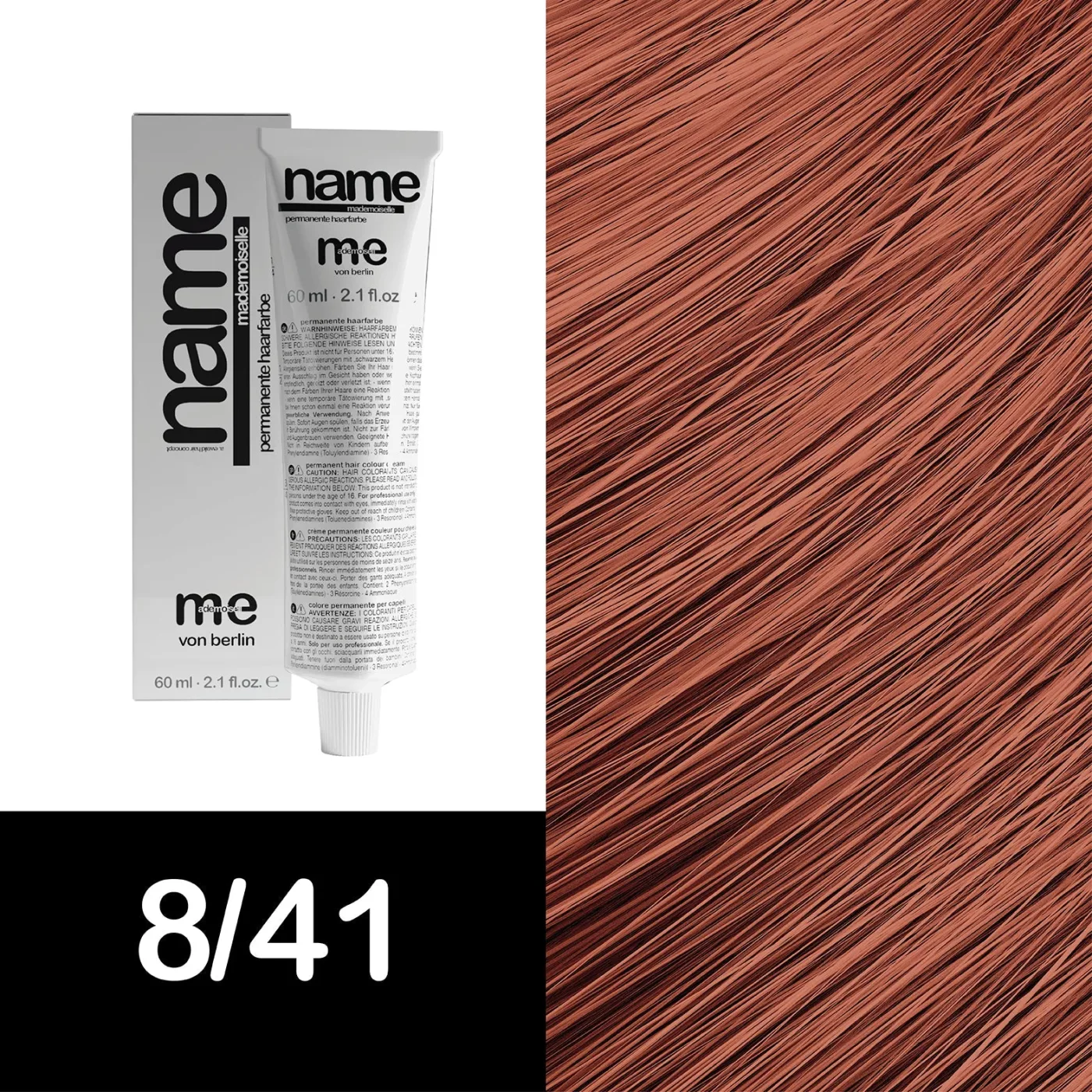 MEMADEMOISELLE Vopsea cremă permanentă NAME FASHION SHADES — nuanțe fashion — 8/41 — Blond deschis / roșu, cenușiu - Imagine 1