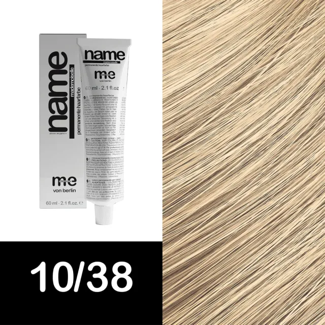 MEMADEMOISELLE Vopsea cremă permanentă NAME GOLD — nuanțe aurii — 10/38 — Blond extra deschis / auriu, perlat